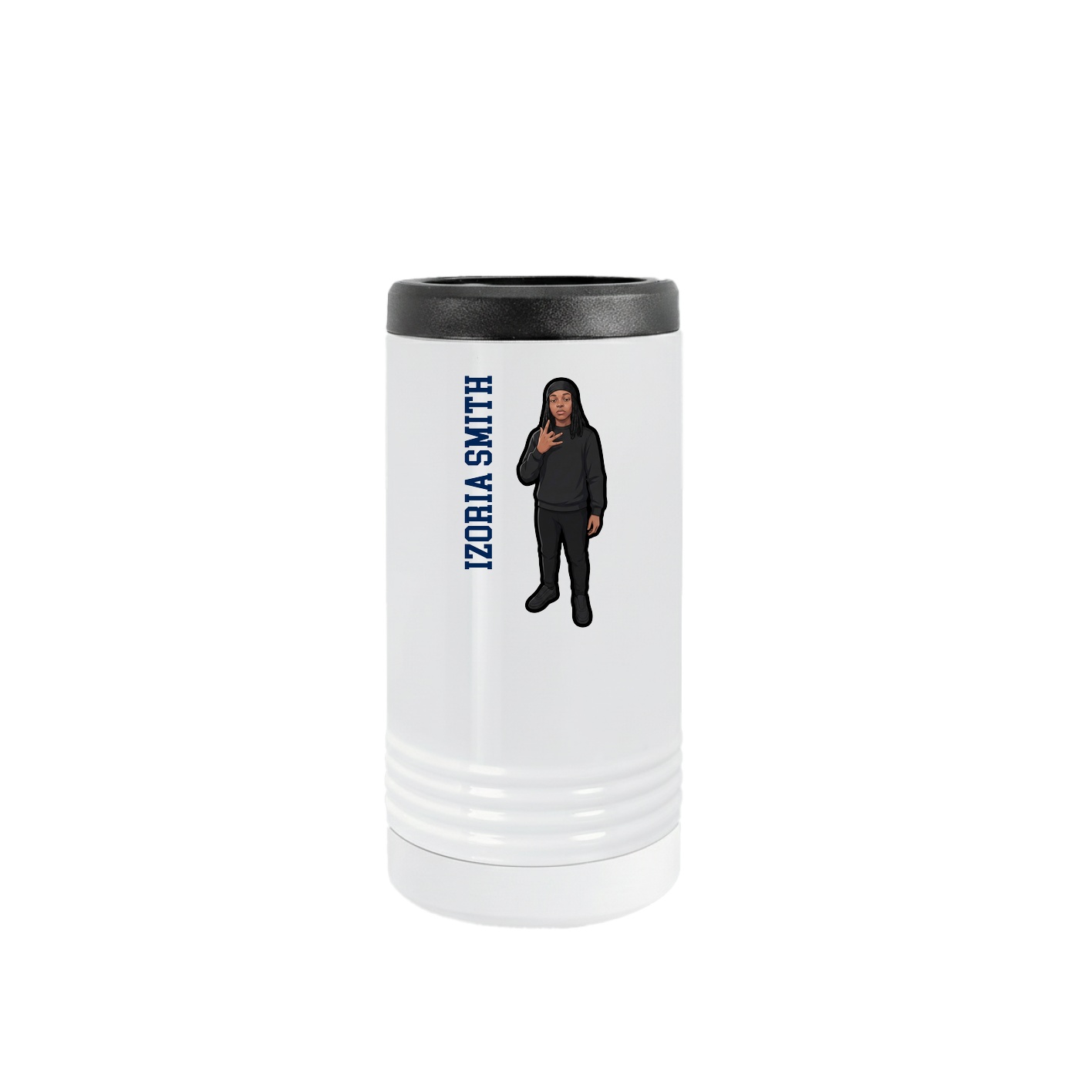 Slim Beverage Holder — Name Vertical in White