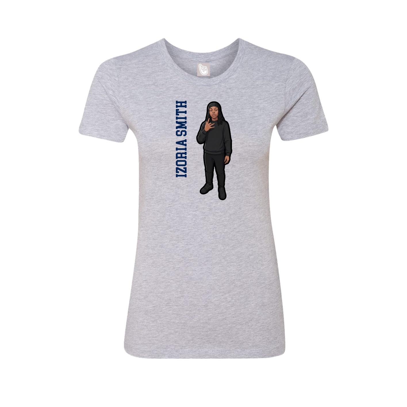 Womens Tee — Name Vertical in Grey