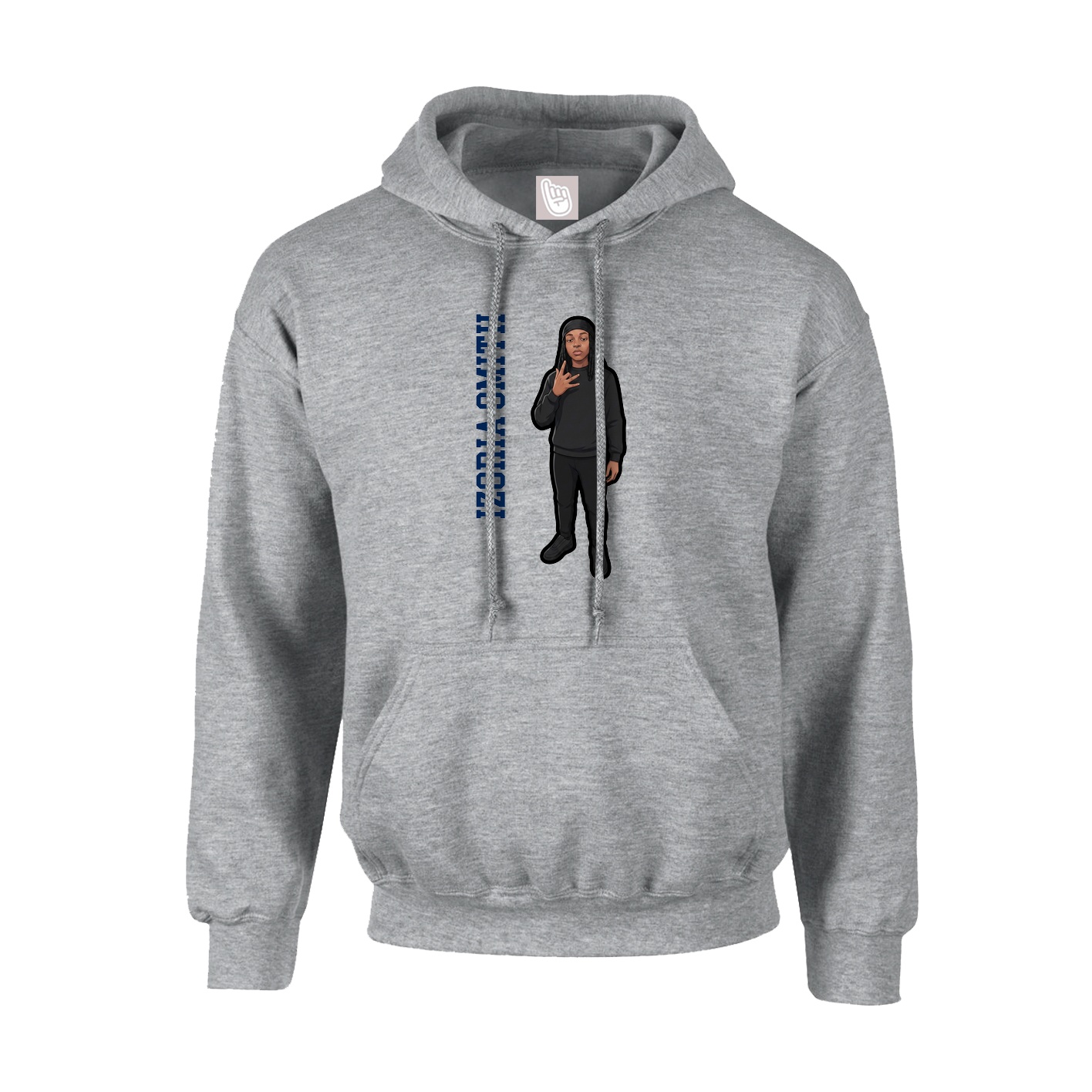 Youth Hoodie — Name Vertical in Grey