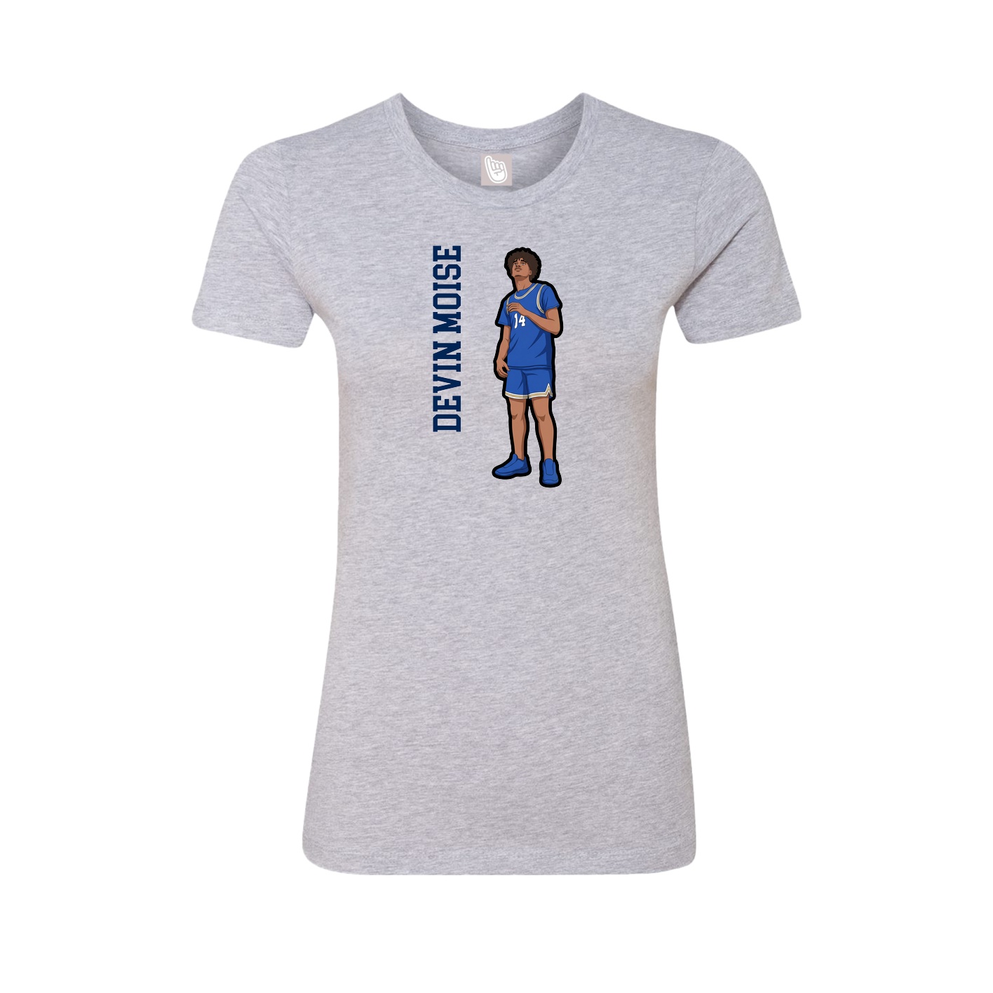 Fitted Women's Tee — Name Vertical in Grey
