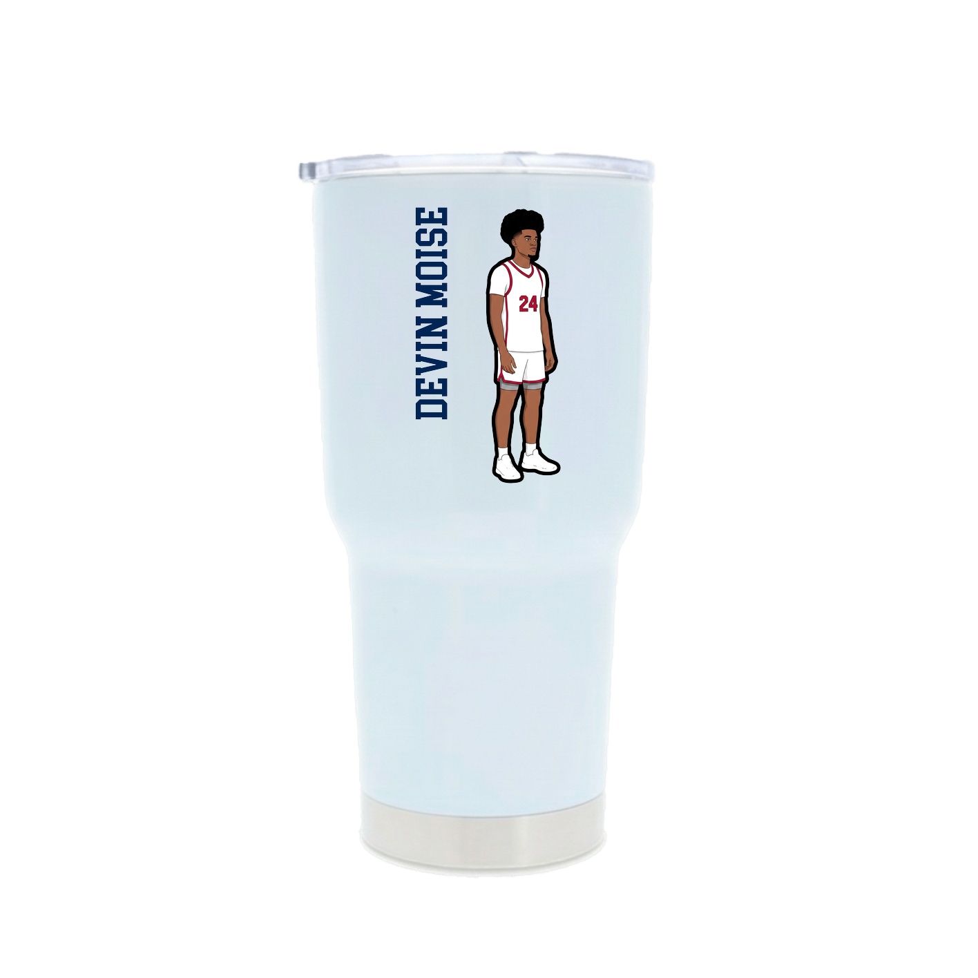 30oz Stainless Steel Tumbler — Name Vertical in White