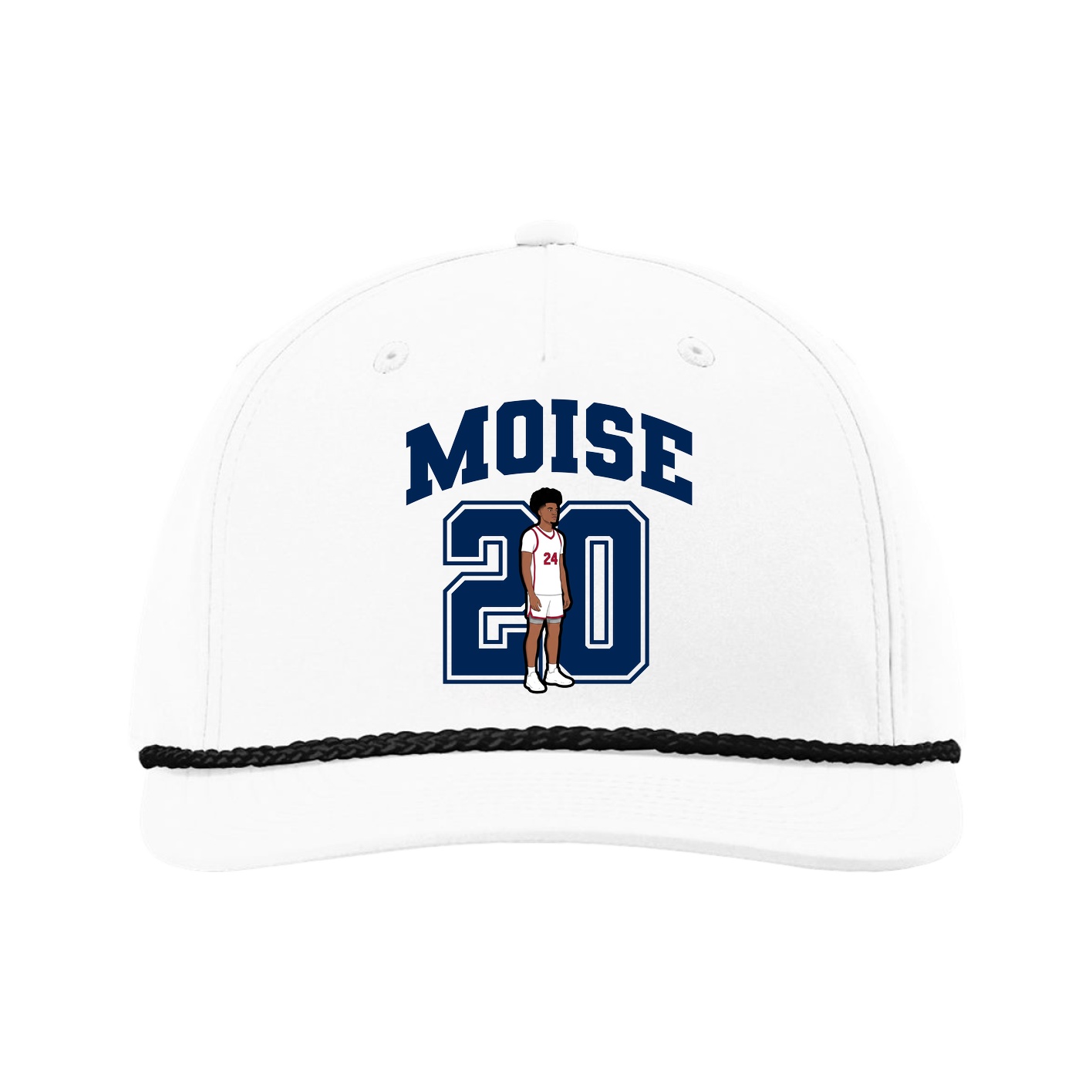Five-Panel Classic Rope Cap — Number in White