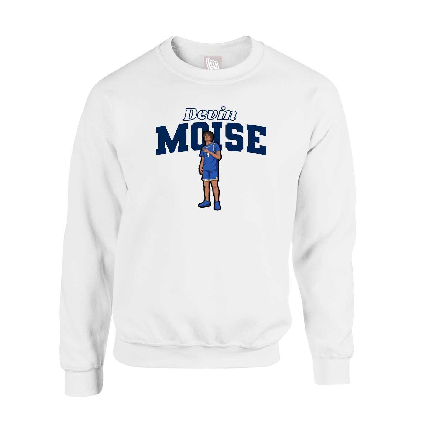 Fleece Crew — Name Arch in White