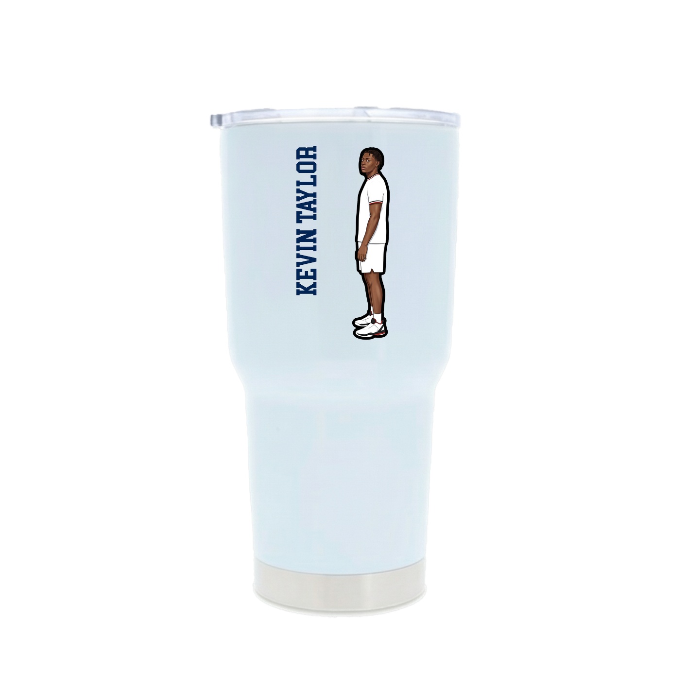30oz Stainless Steel Tumbler — Name Vertical in White