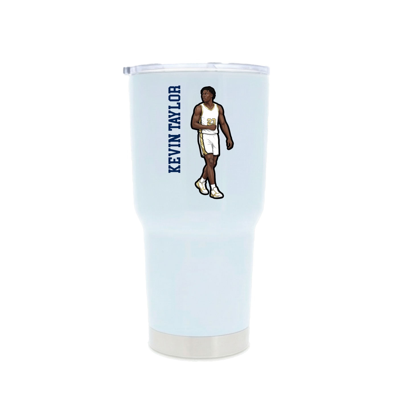 30oz Stainless Steel Tumbler — Name Vertical in White