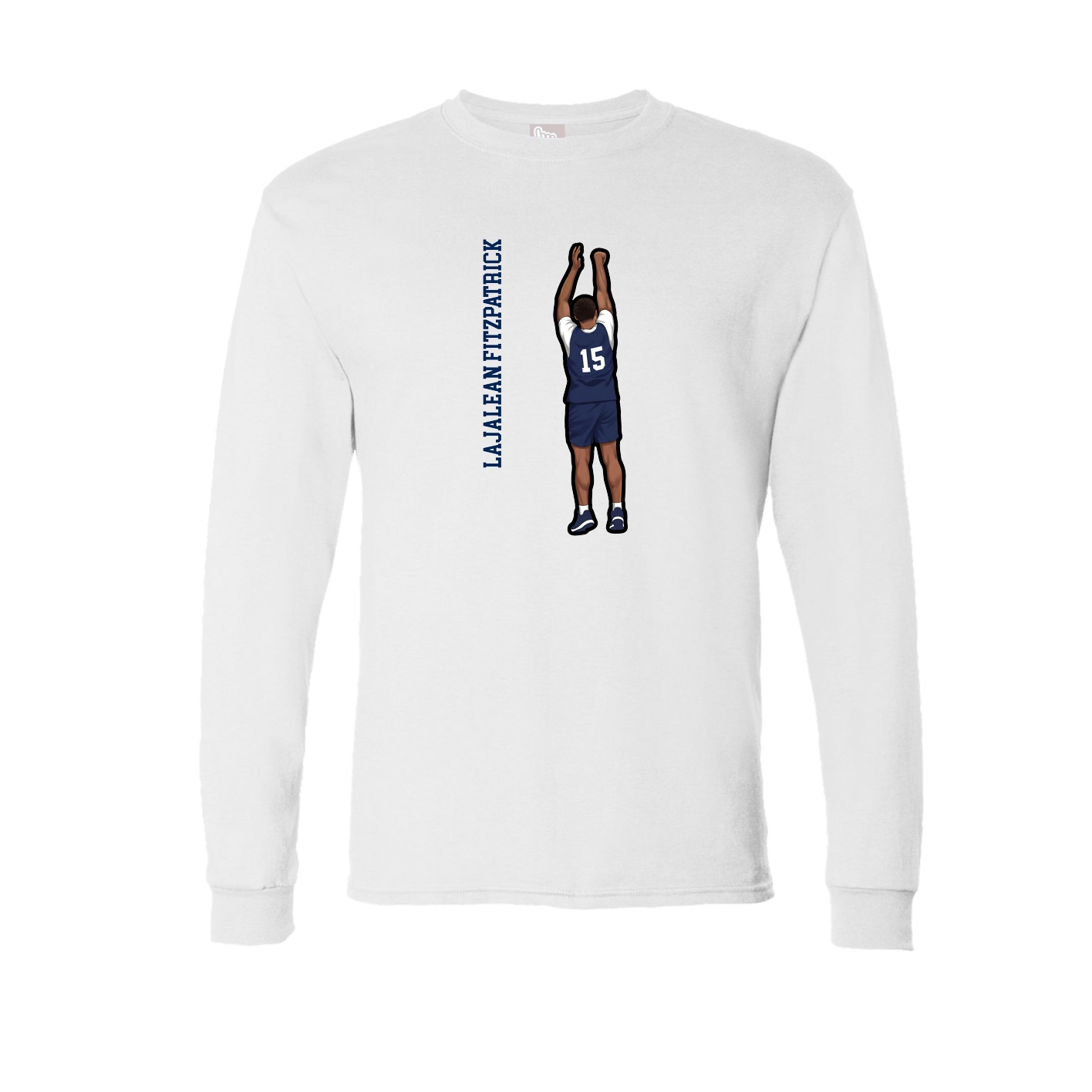 Long Sleeve Tee — Name Vertical in White