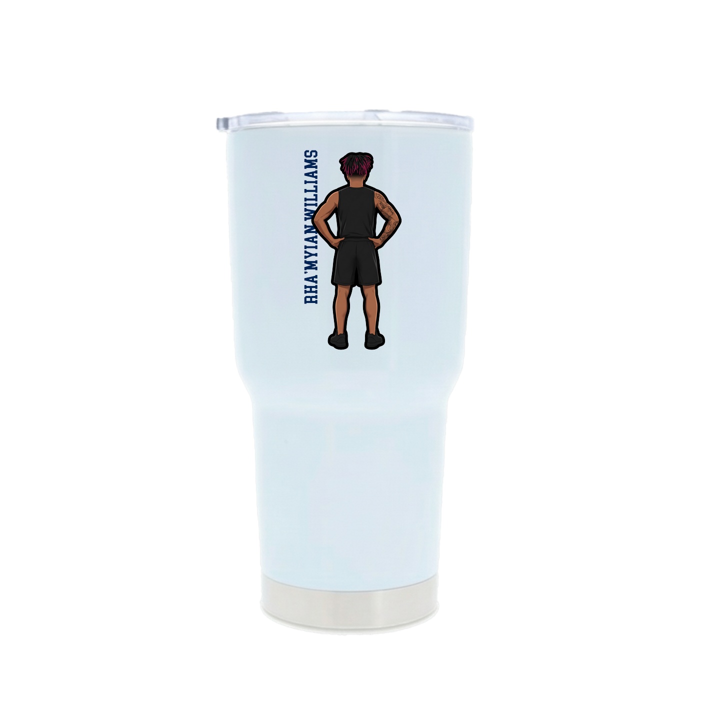 30oz Stainless Steel Tumbler — Name Vertical in White