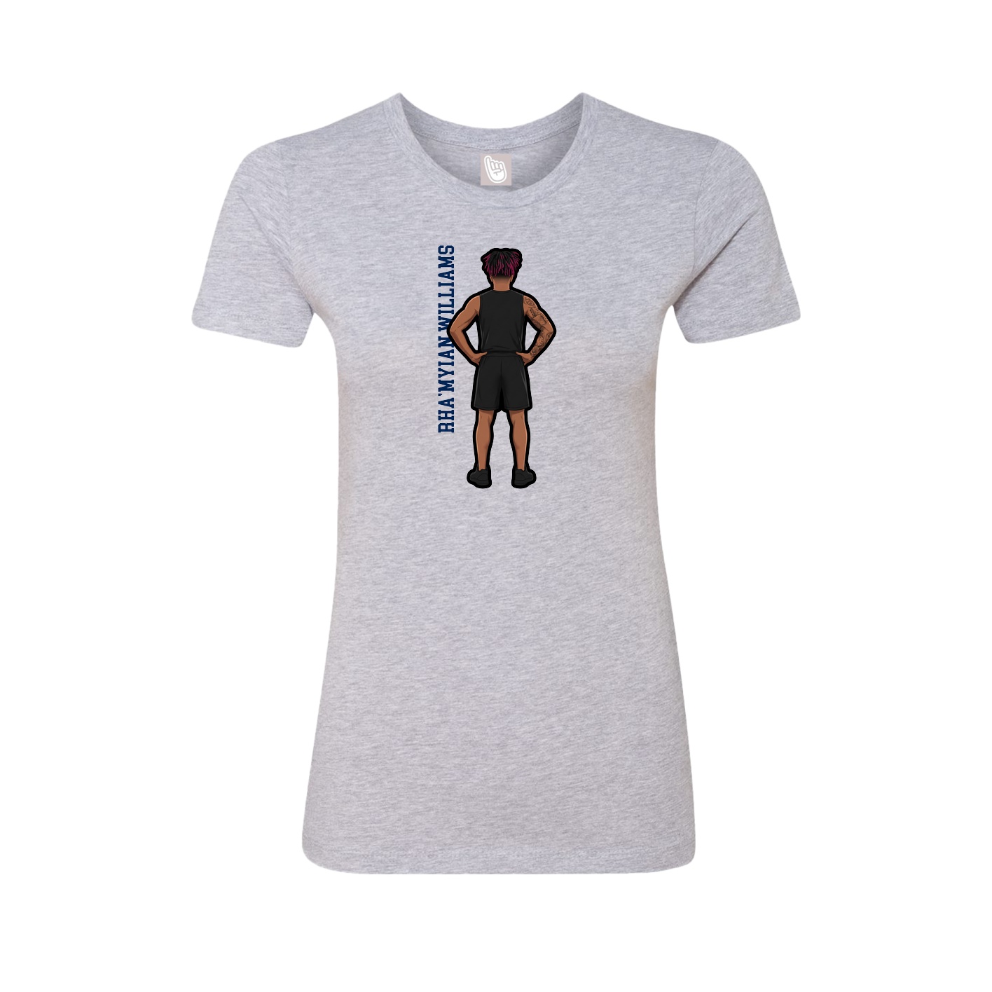 Fitted Women's Tee — Name Vertical in Grey