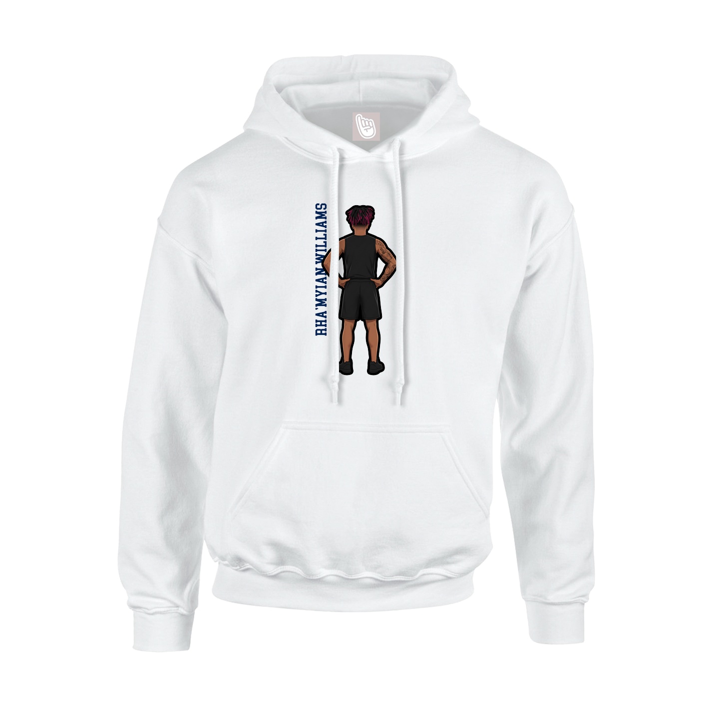 Youth Hoodie — Name Vertical in White