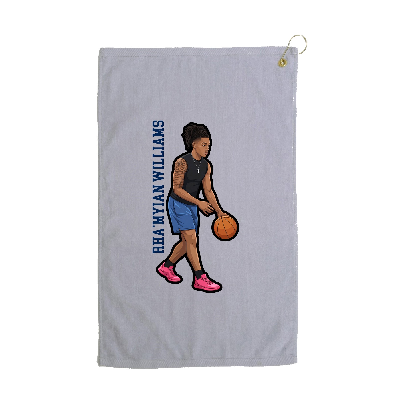 Golf Towel — Name Vertical in Grey