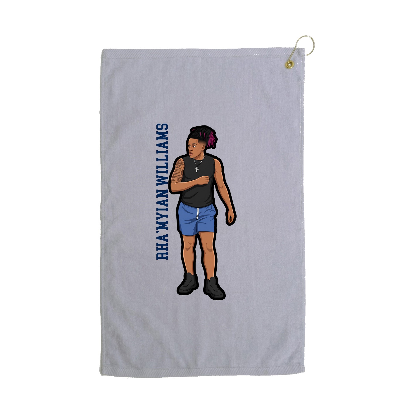 Golf Towel — Name Vertical in Grey