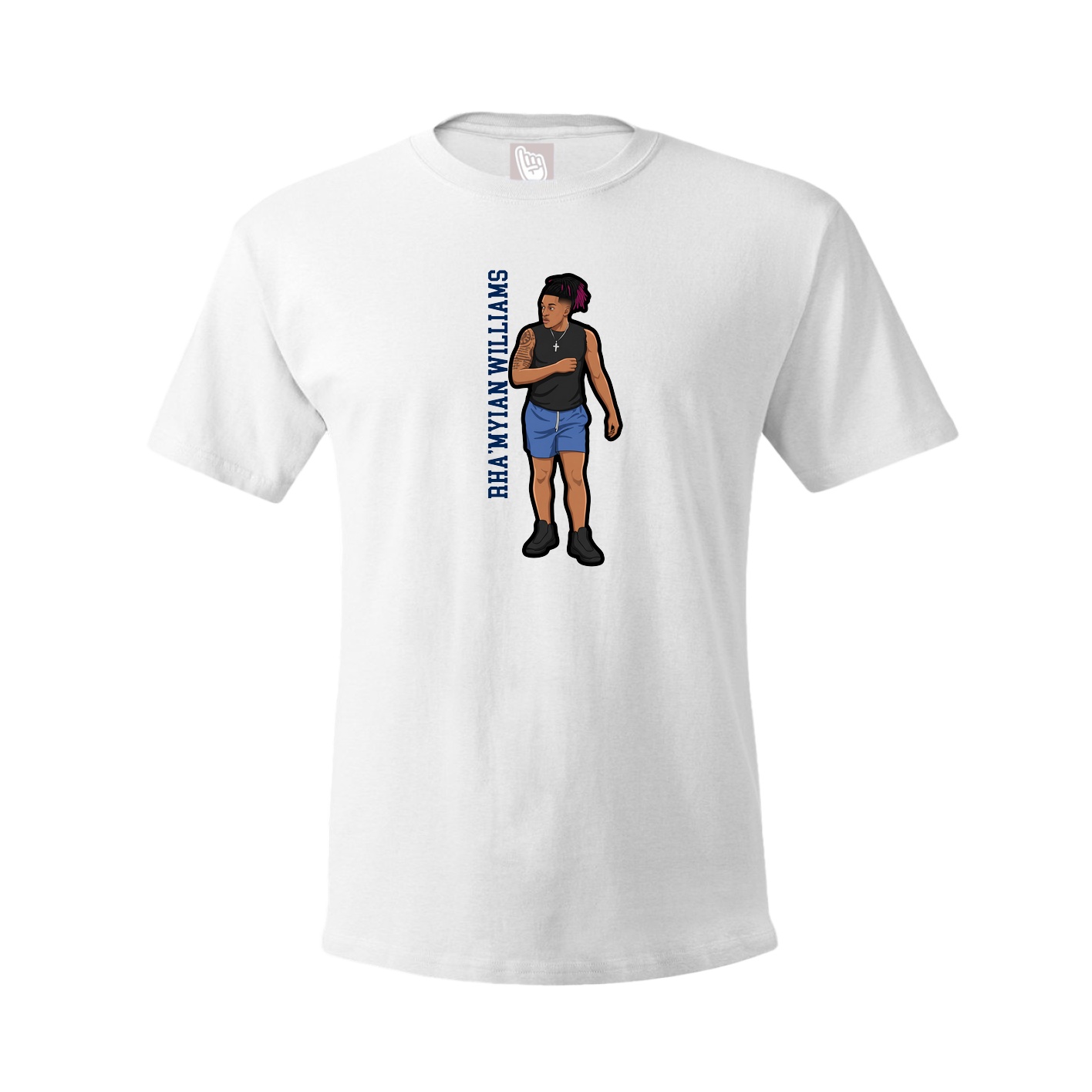 Tee — Name Vertical in White