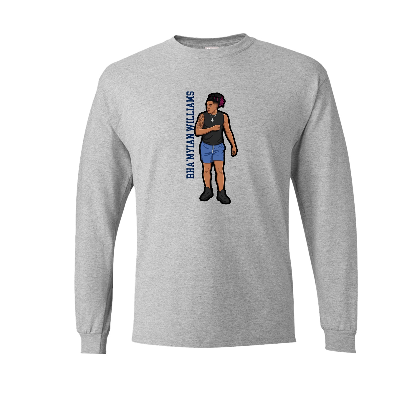 Long Sleeve Tee — Name Vertical in Grey