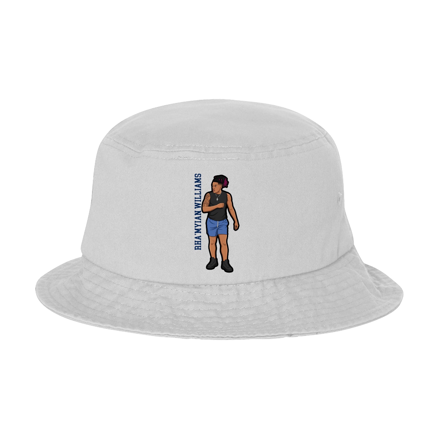 Bucket Cap — Name Vertical in White