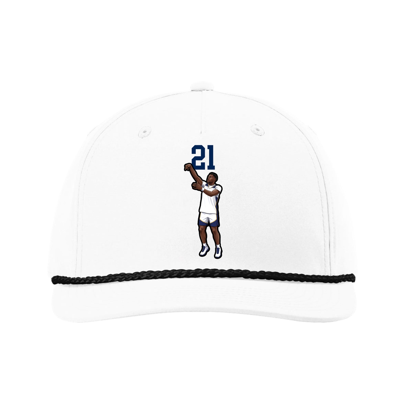 Five-Panel Classic Rope Cap — Number Top in White
