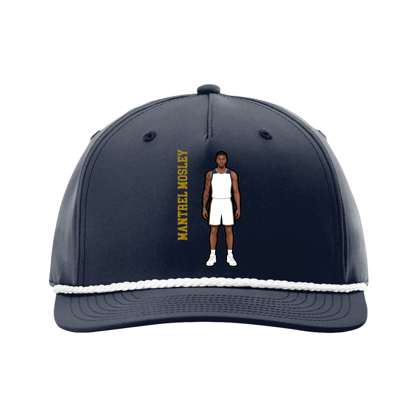 Five-Panel Classic Rope Cap — Name Vertical in Navy