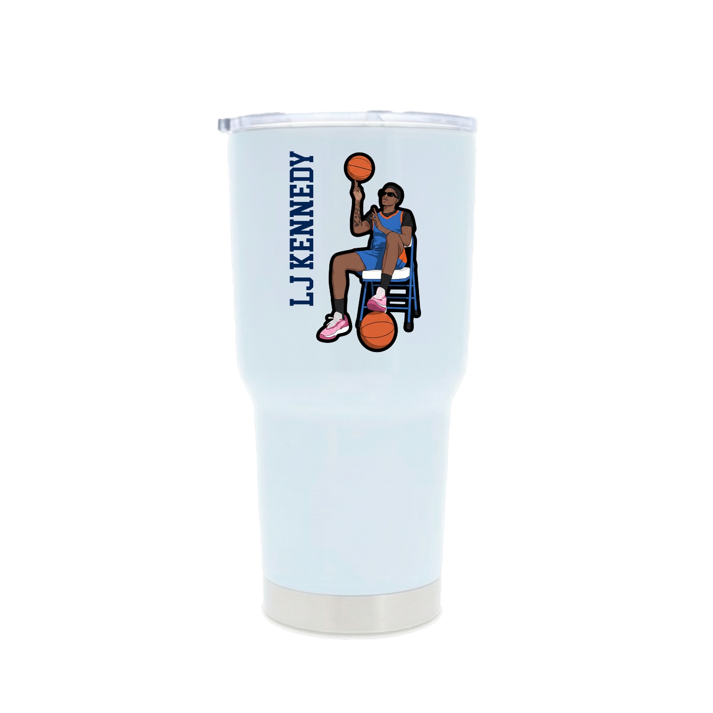 30oz Stainless Steel Tumbler — Name Vertical in White