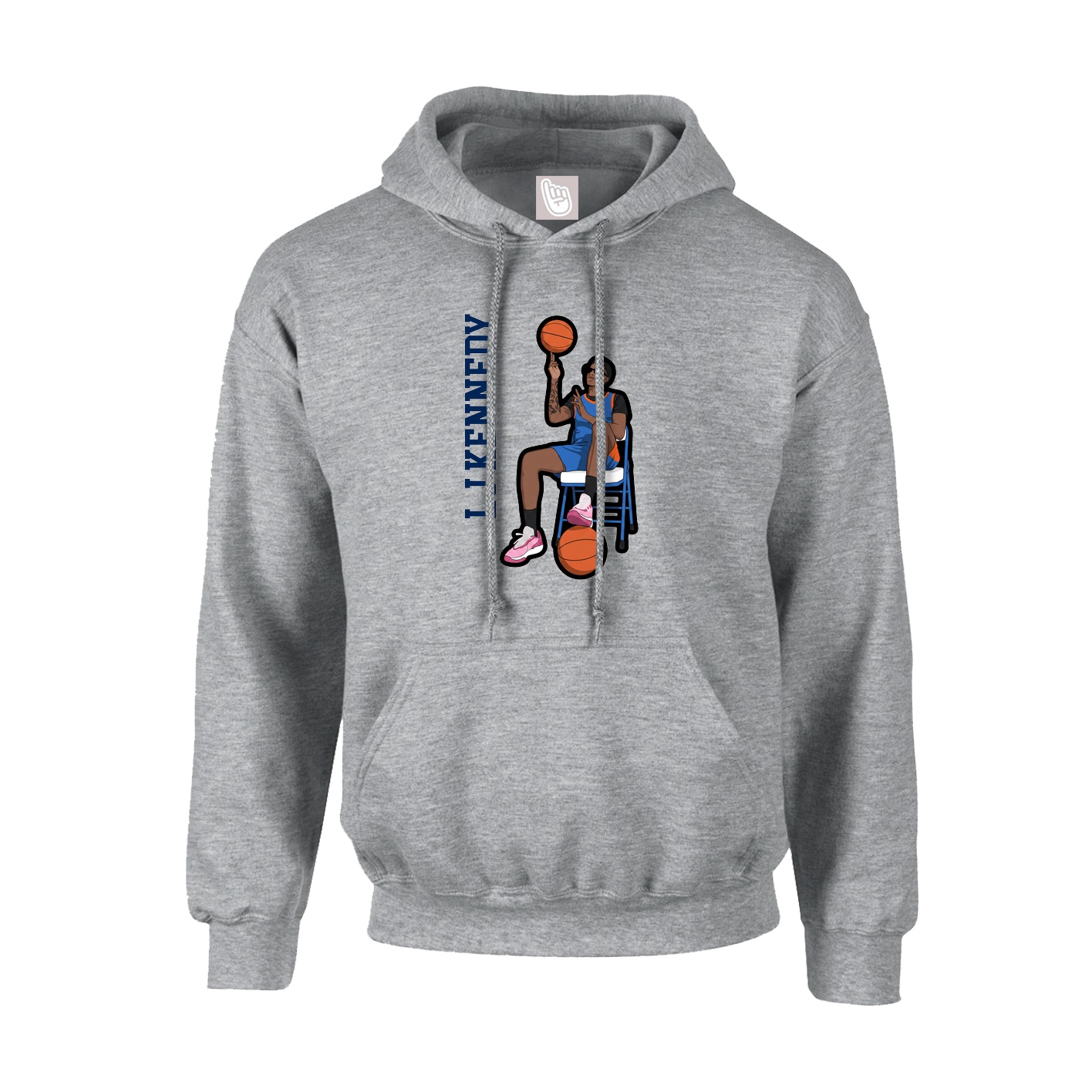 Youth Hoodie — Name Vertical in Grey