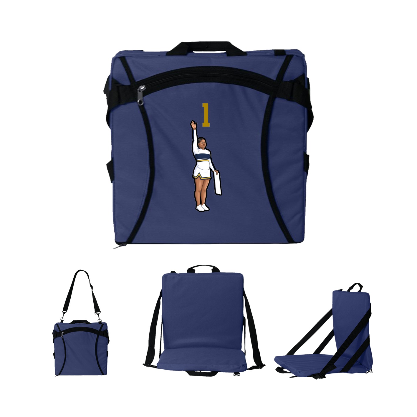 Folding Stadium Seat — Number Top in Navy