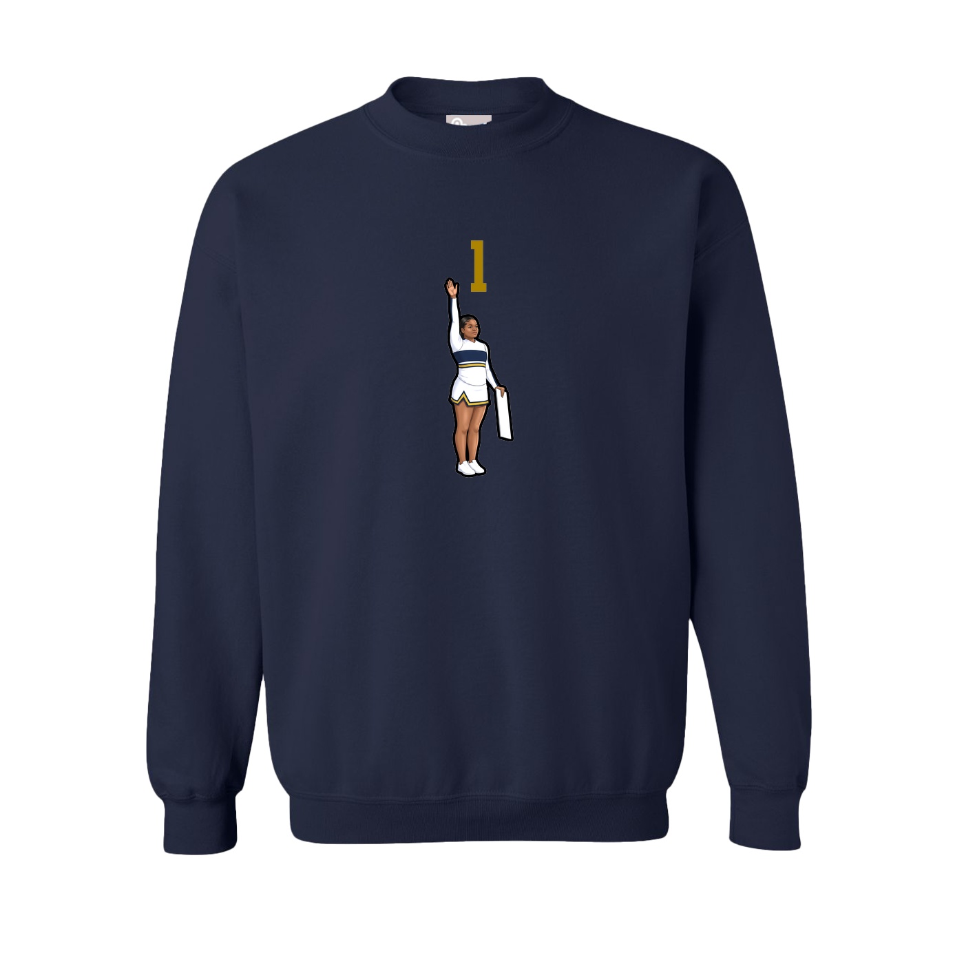 Fleece Crew — Number Top in Navy