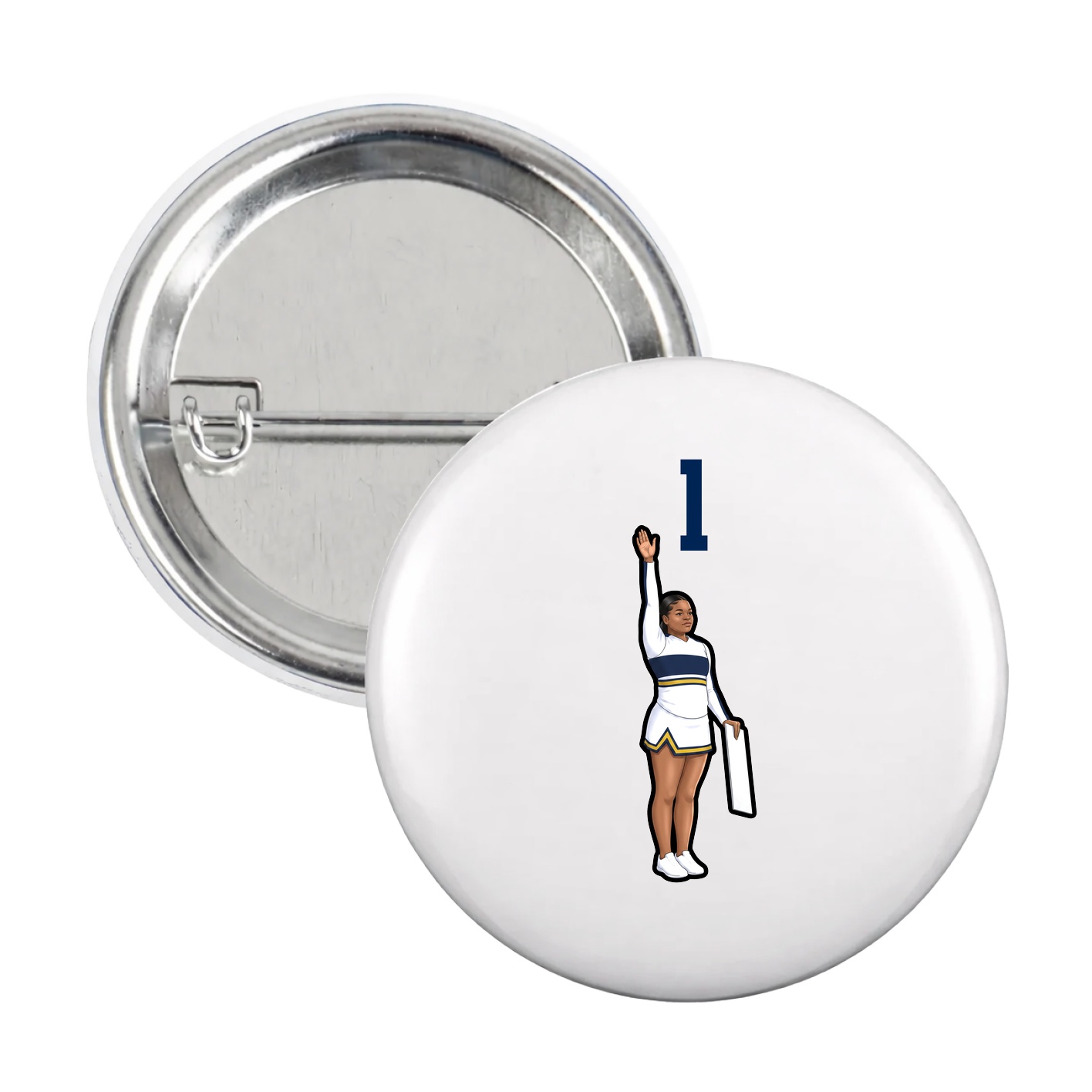 Game Day Button — Number Top in White