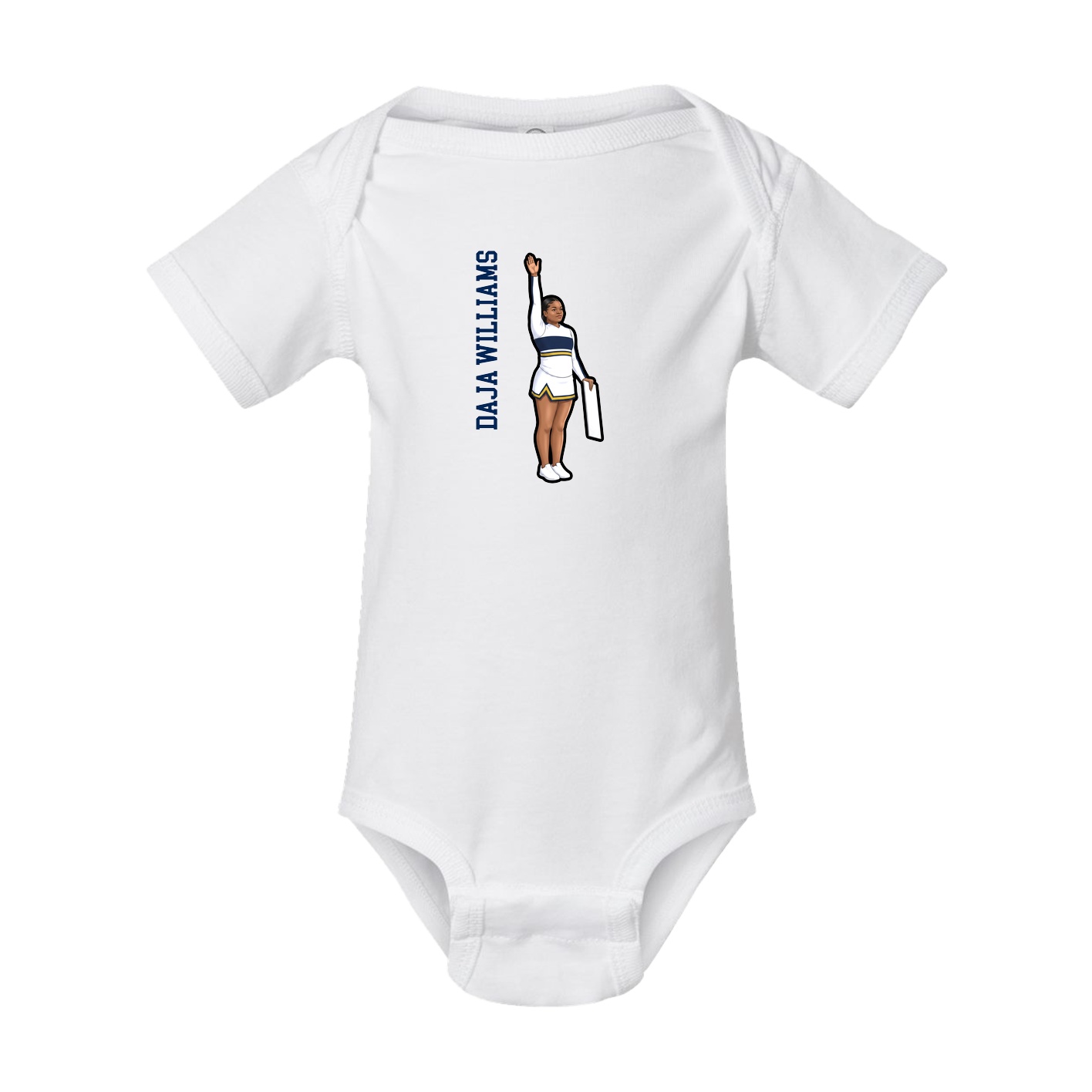 Baby Onesie — Name Vertical in White