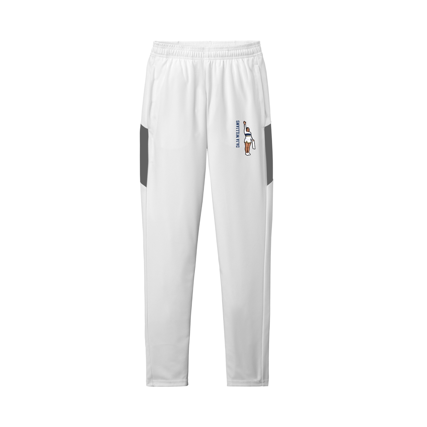 Team Travel Pant — Name Vertical in White/Grey