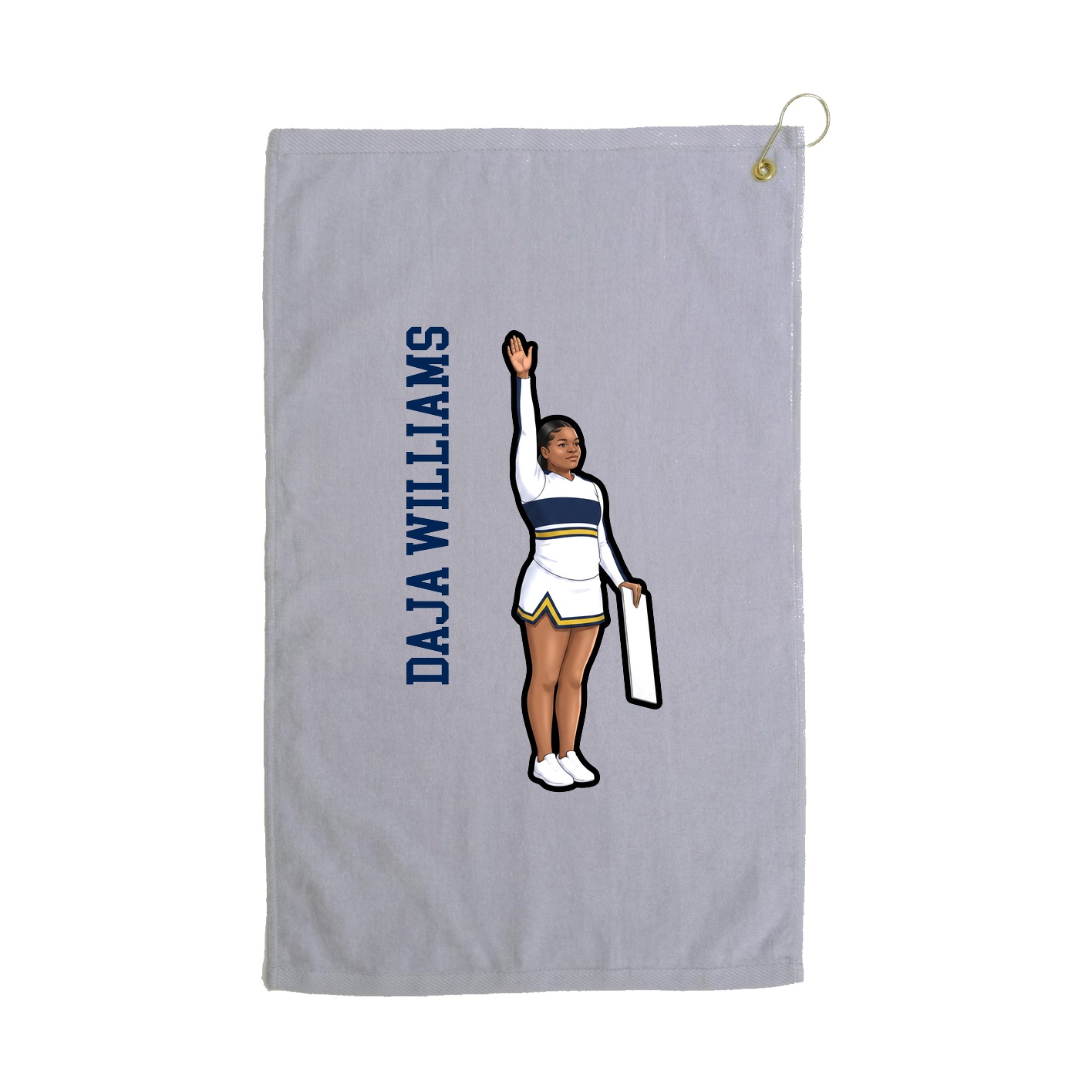 Golf Towel — Name Vertical in Grey