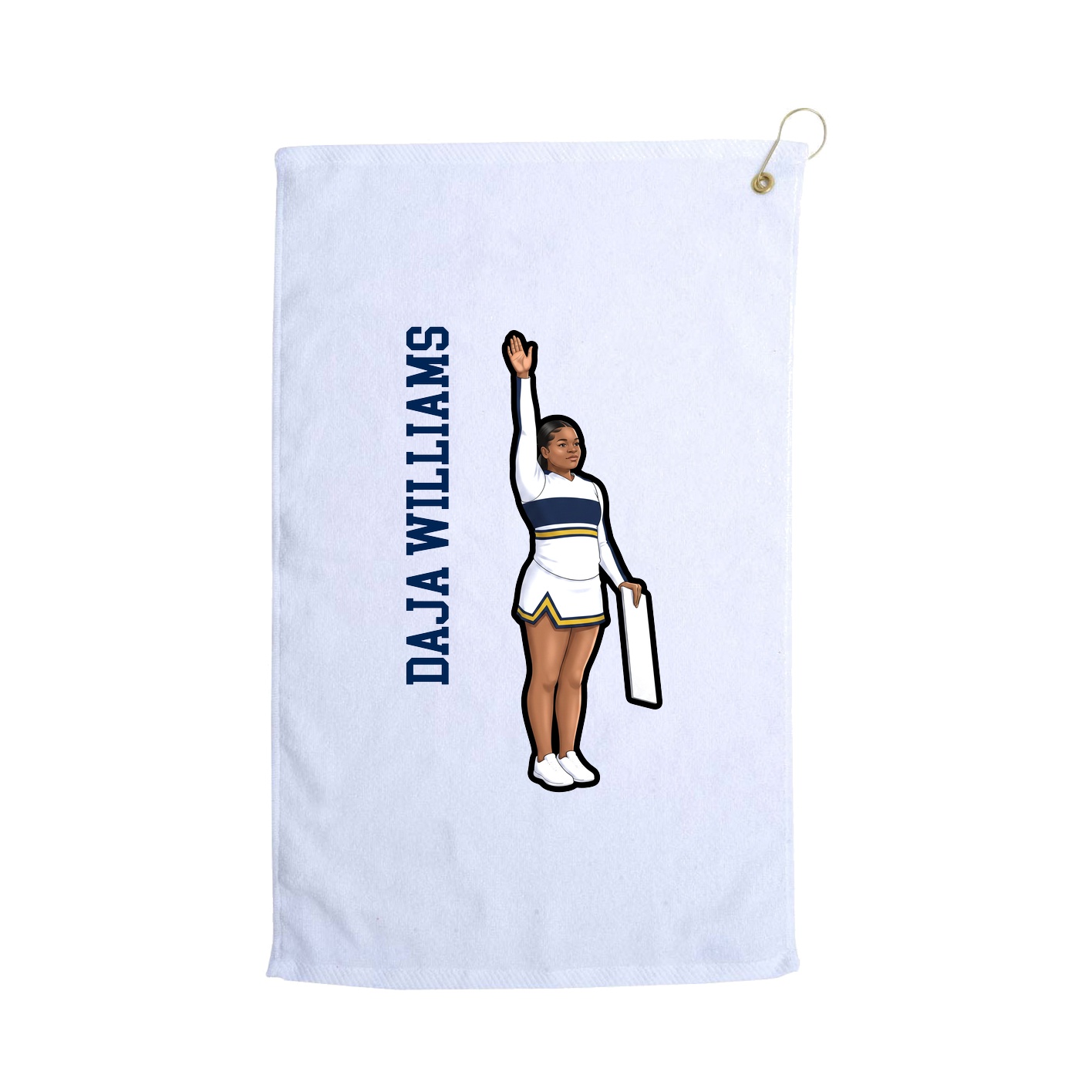 Golf Towel — Name Vertical in White