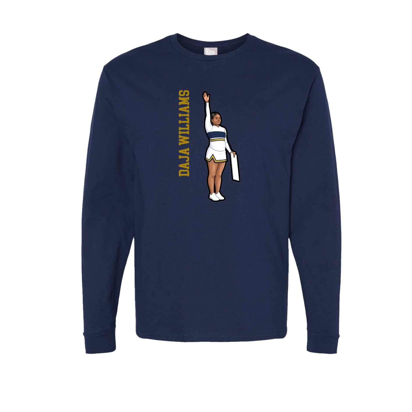 Long Sleeve Tee — Name Vertical in Navy