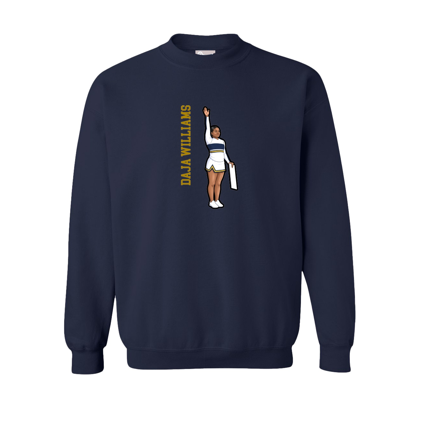 Fleece Crew — Name Vertical in Navy