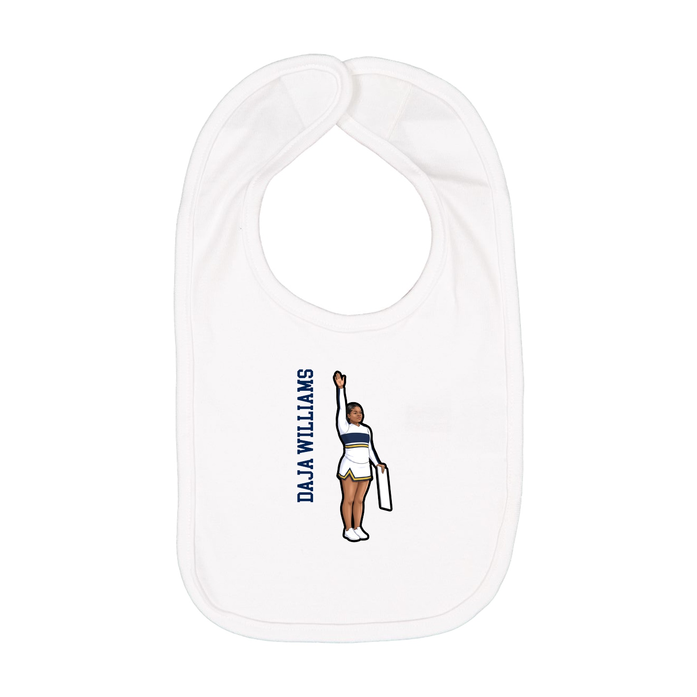 Infant Bib — Name Vertical in White