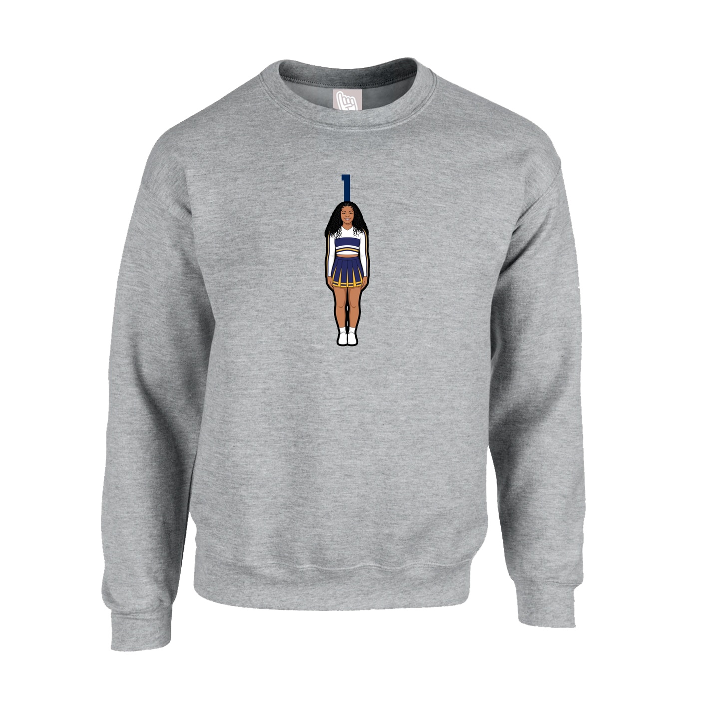 Fleece Crew — Number Top in Grey