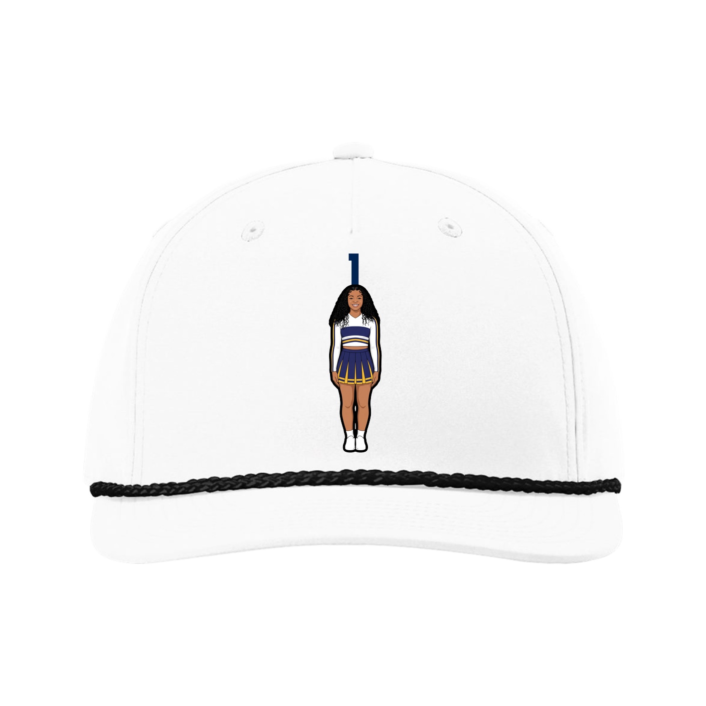 Five-Panel Classic Rope Cap — Number Top in White