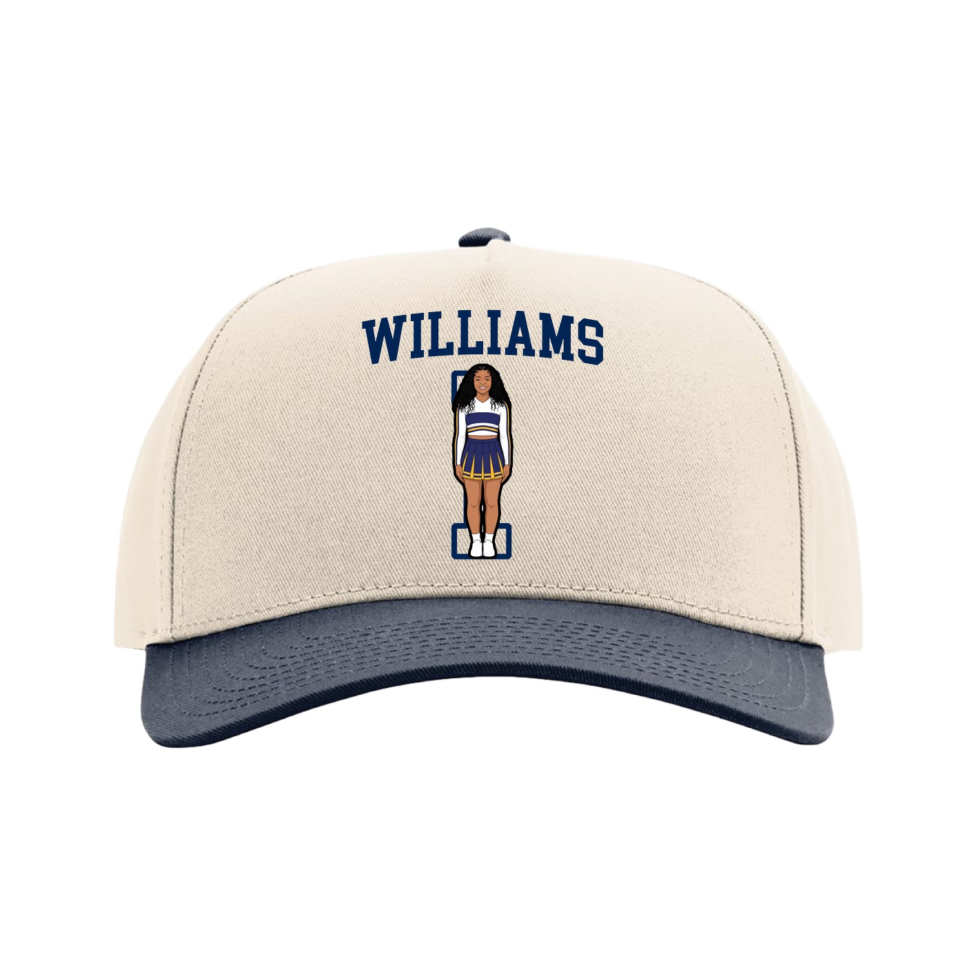 Full Fabric Five-Panel Champ Cap — Shirsey in Cream/Navy