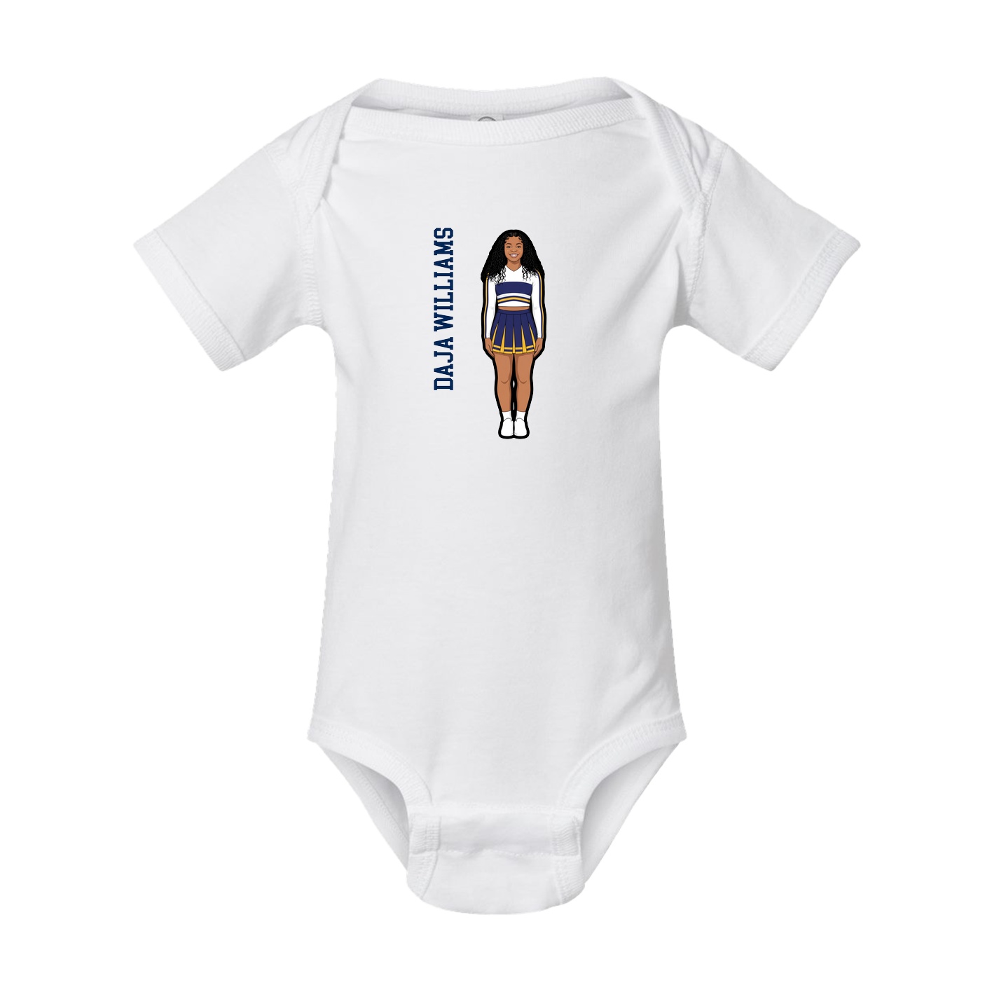 Baby Onesie — Name Vertical in White