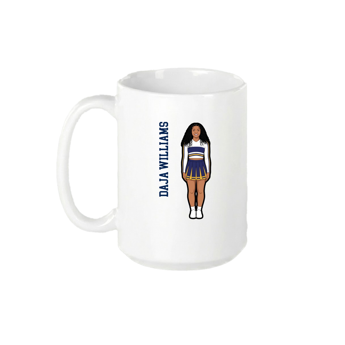 15oz Coffee Mug — Name Vertical in White