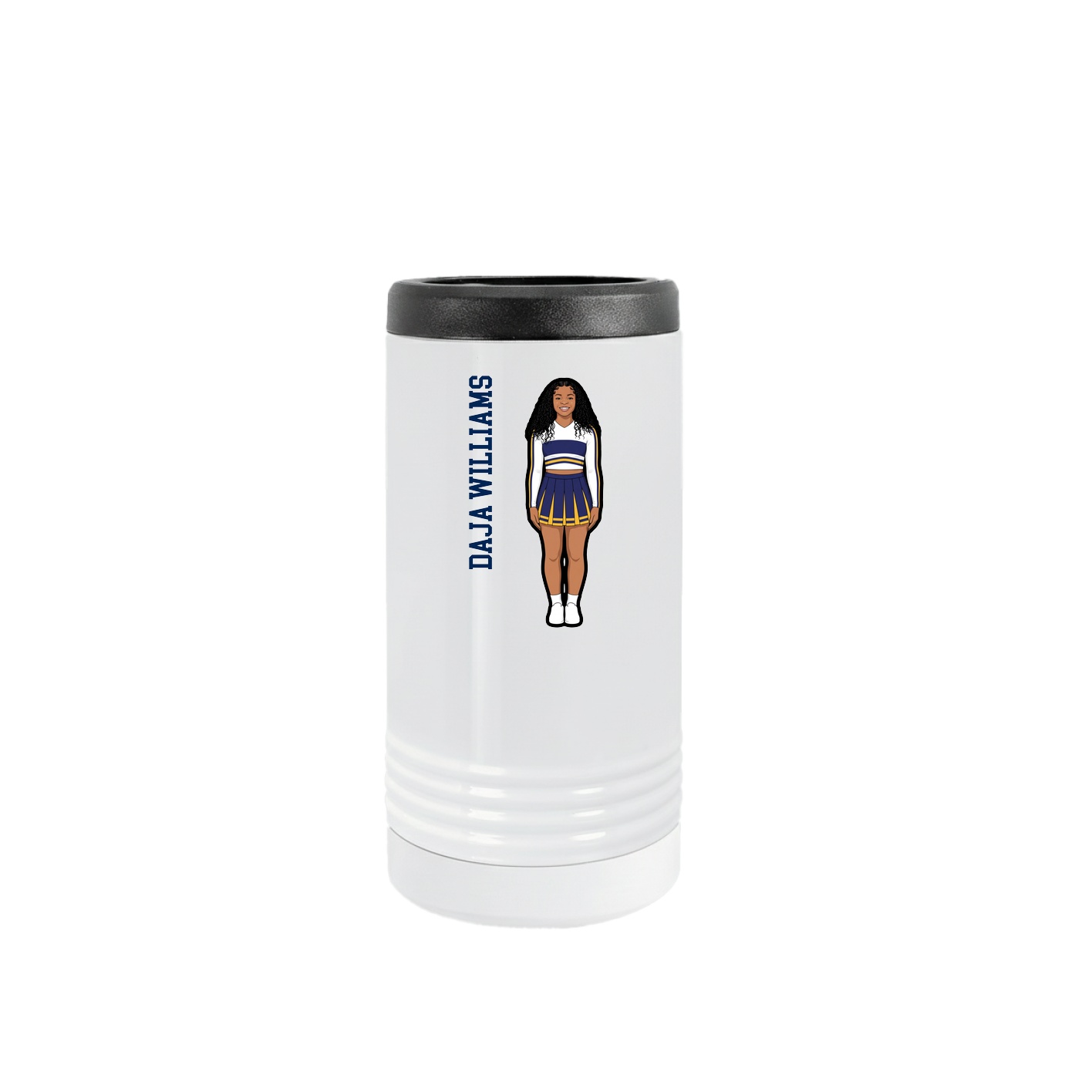 Slim Beverage Holder — Name Vertical in White