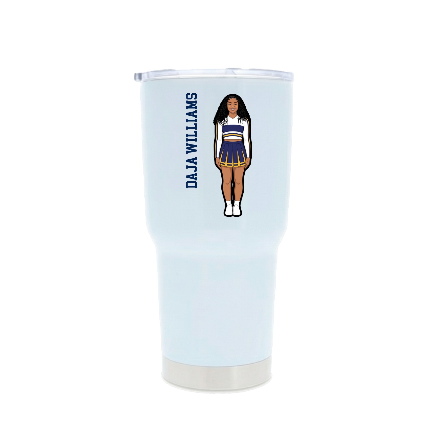 30oz Stainless Steel Tumbler — Name Vertical in White