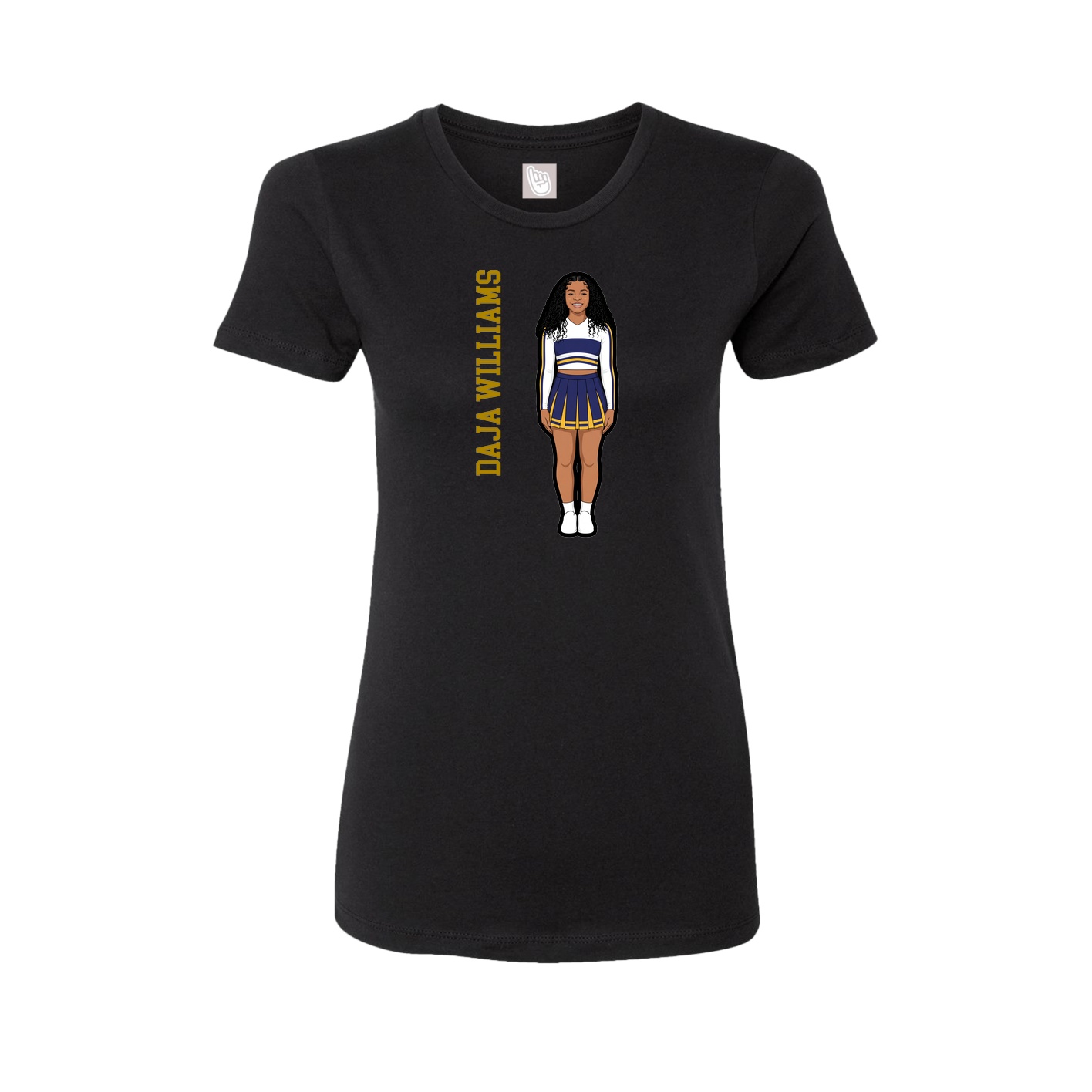 Womens Tee — Name Vertical in Black