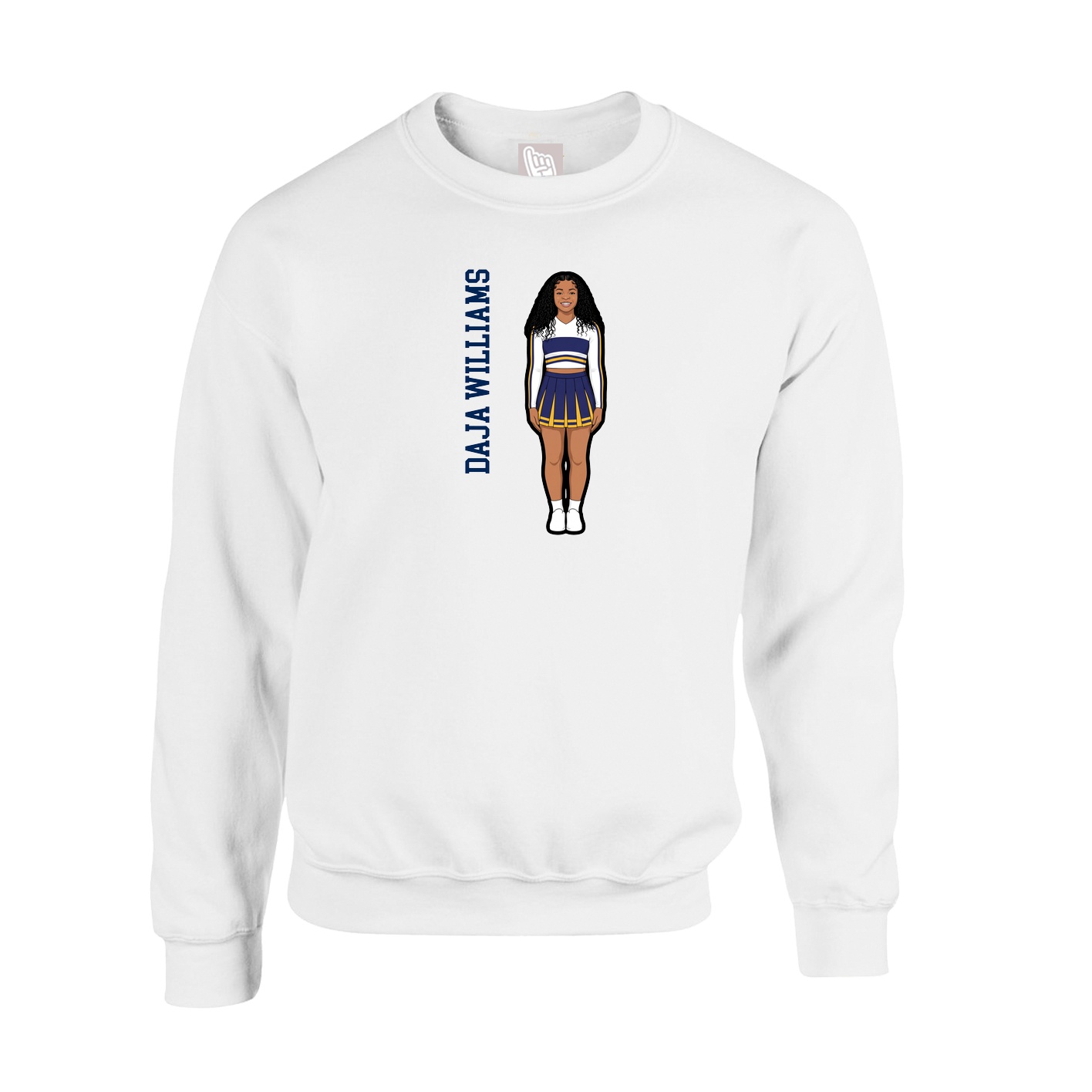 Fleece Crew — Name Vertical in White