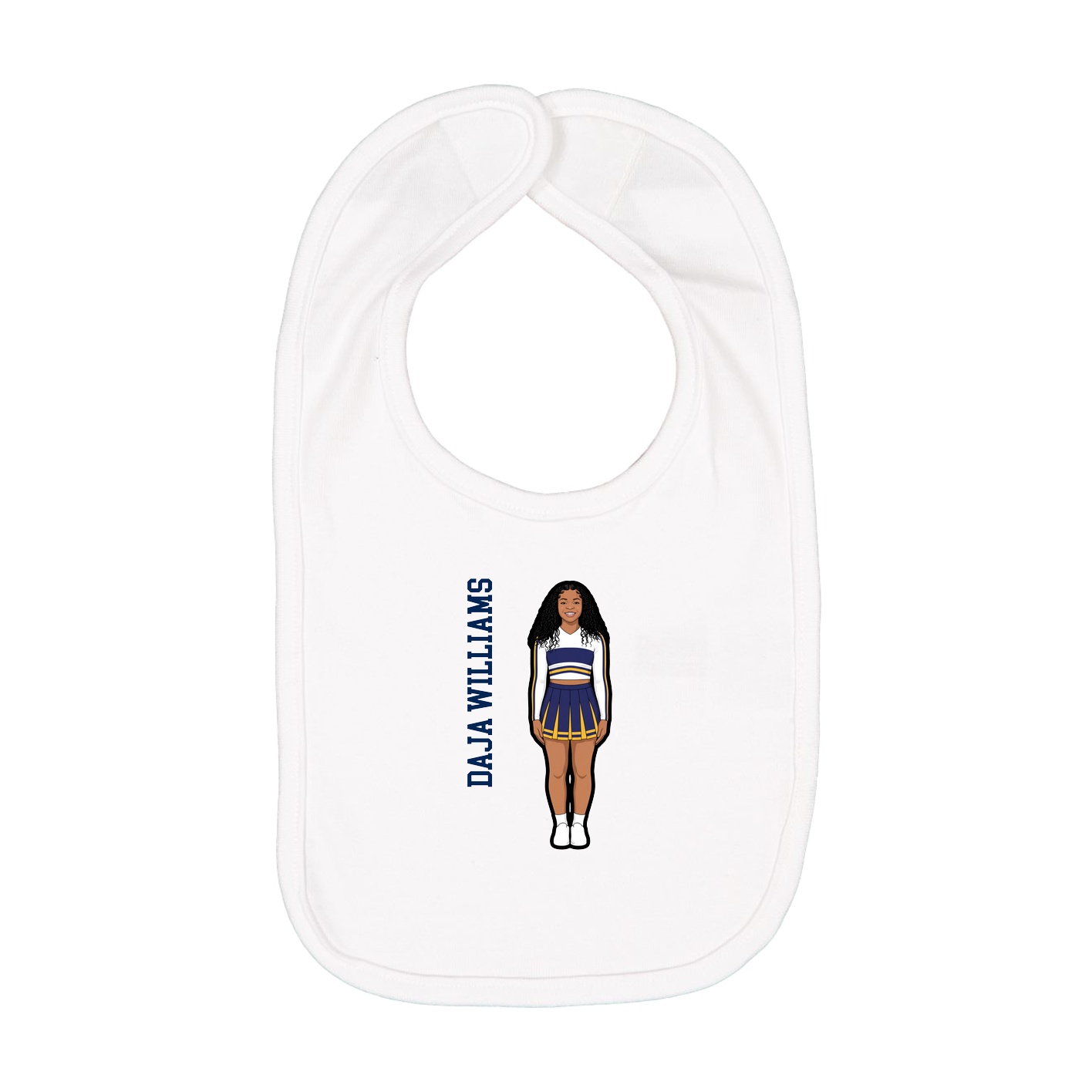 Infant Bib — Name Vertical in White