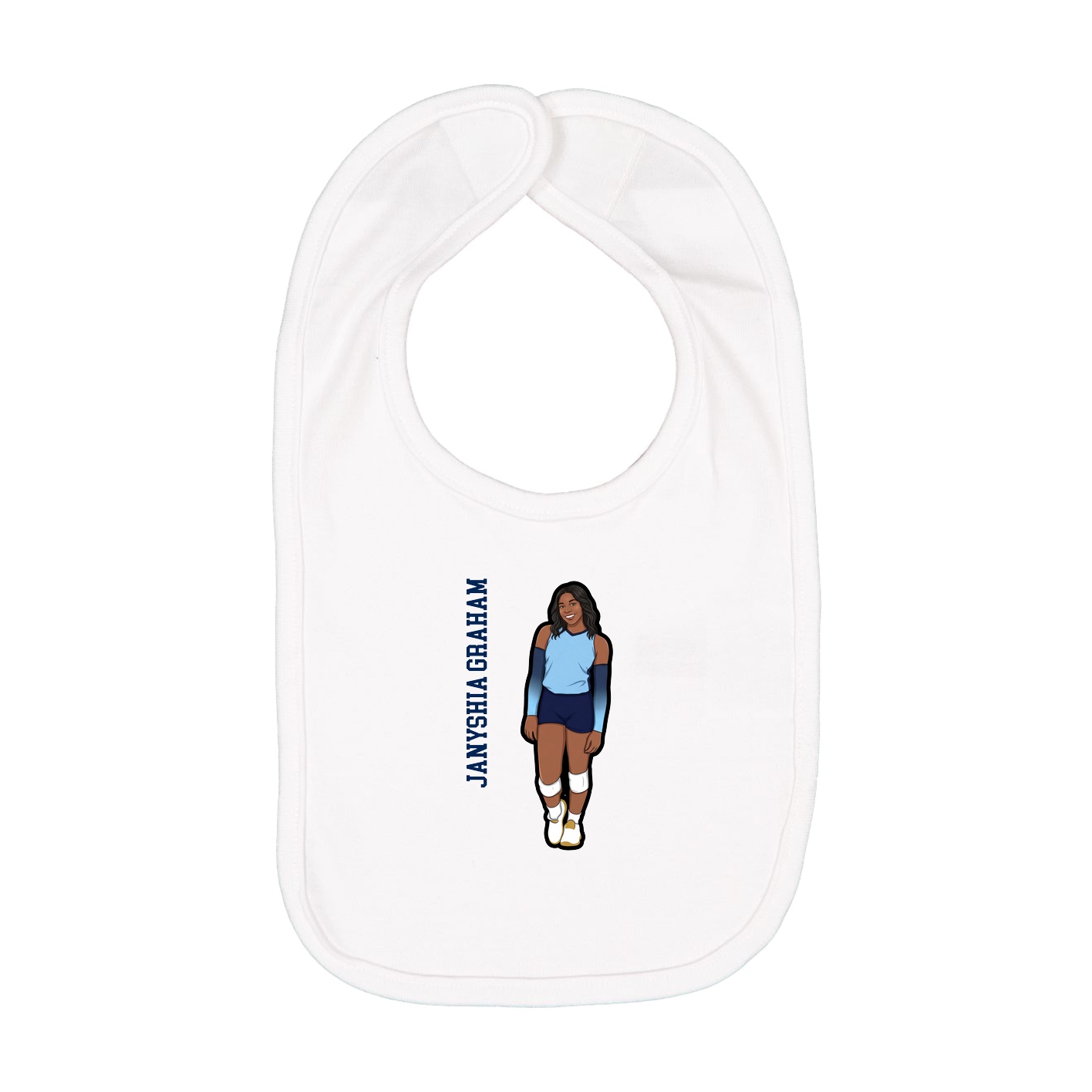 Infant Bib — Name Vertical in White