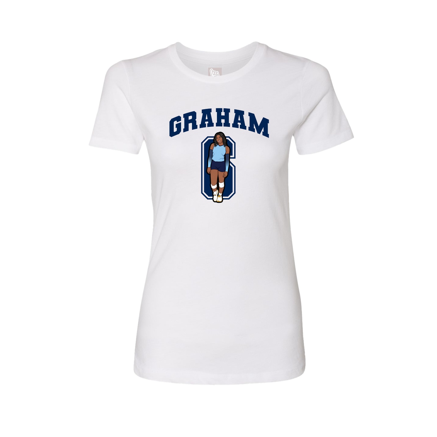 Fitted Women's Tee — Number in White