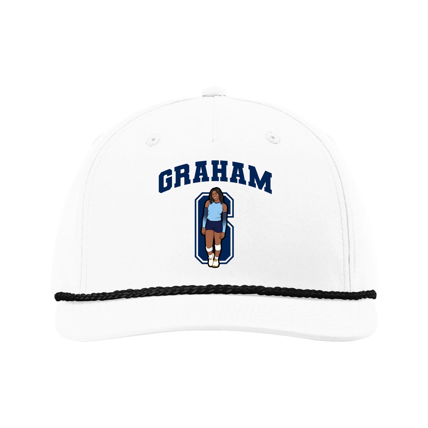 Five-Panel Classic Rope Cap — Number in White