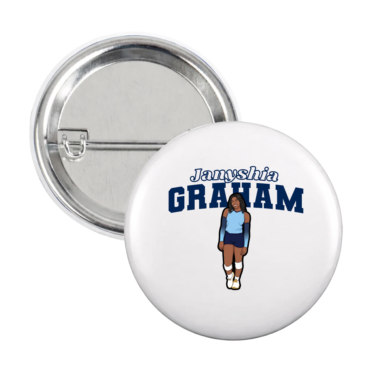 Game Day Button — Name Arch in White