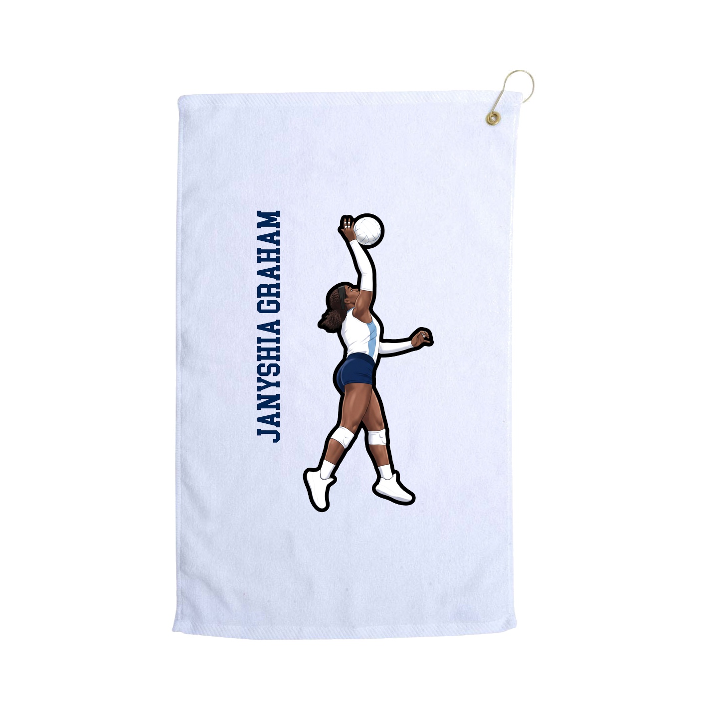 Golf Towel — Name Vertical in White