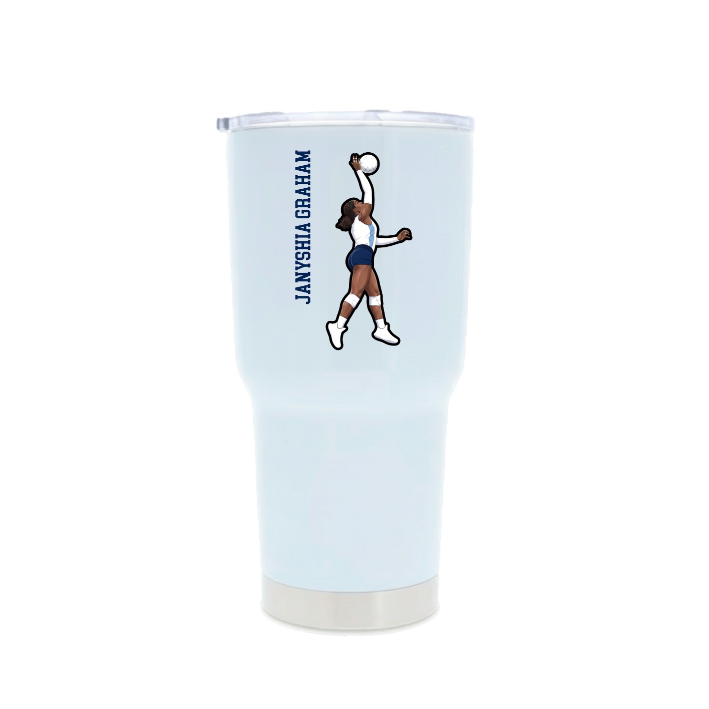 30oz Stainless Steel Tumbler — Name Vertical in White