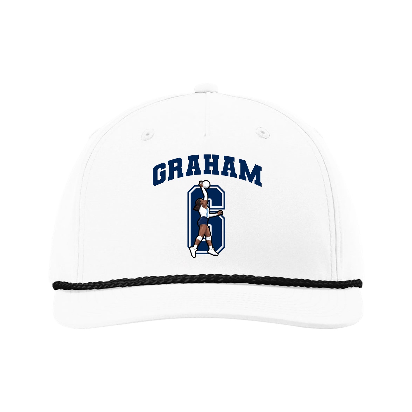 Five-Panel Classic Rope Cap — Number in White