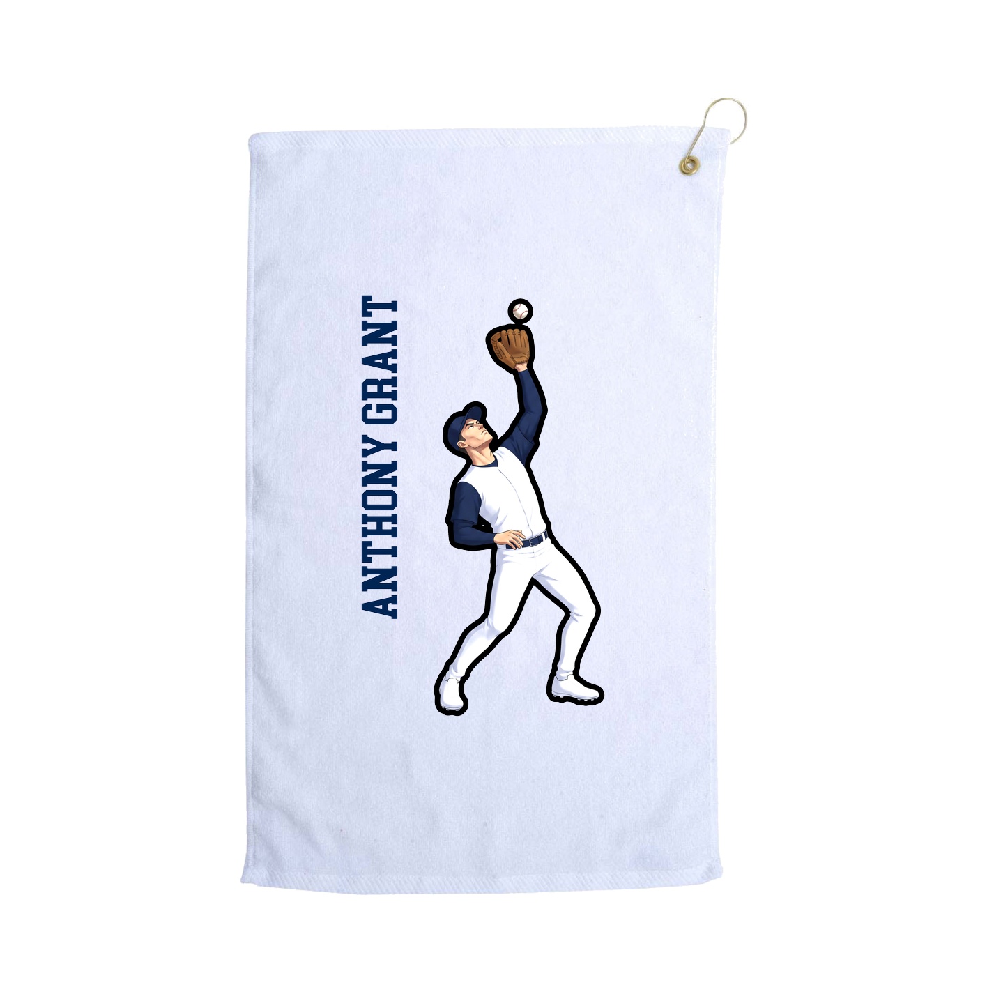 Golf Towel — Name Vertical in White